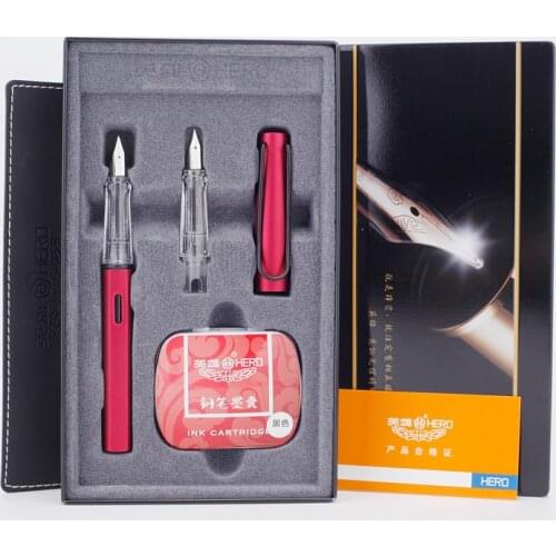 Hero Fountain Pens for School 359 Metal Aurora Original Official Authentic Gift Box Set 6 Colors Student Pen