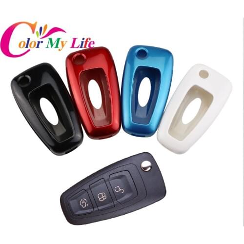Color My Life Car Folded Key Portection Cover Key Case Key Protective Bag for Ford Focus 3 4 MK3 MK4 Ranger Kuga Escape Parts