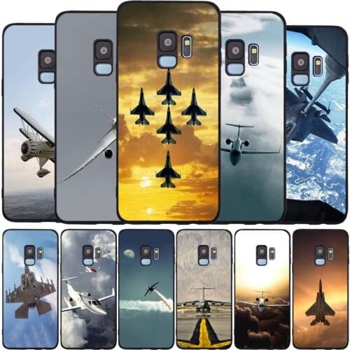 Aircraft Airplane black Soft phone Case For Samsung S20 S10 S9 S8 S7 edge Plus Lite Note 8 9 10 A6 A7 A8 A9 2018 Cover