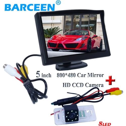 Black plastic shell car rear reserve display monitor 5" color screen +8 led 170 degree car parking camera for BMW 3/5 series