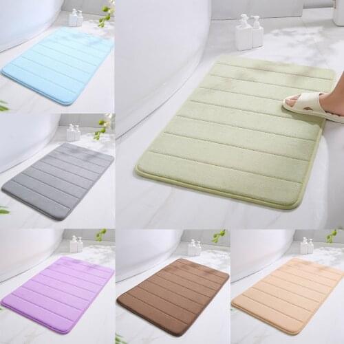 Home Bath Mat Coral Fleece Bathroom Carpet Water Absorption Non-slip Memory Foam Absorbent Washable Rug Toilet Floor Mat