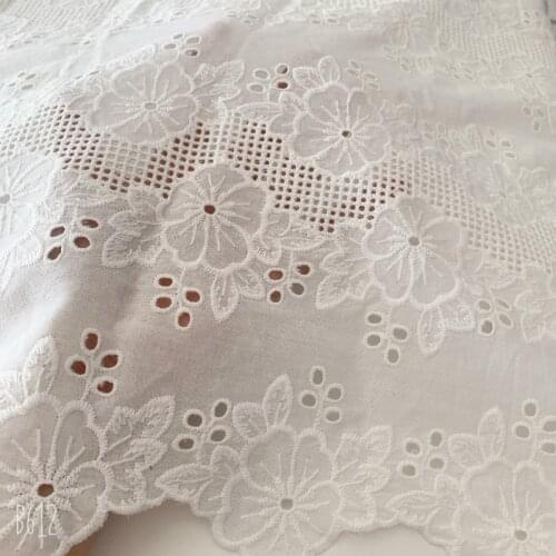 Double Side Cotton Embroidered Hollow Lace Fabric Dress Shirt Clothing Fabric DIY Clothes Sewing Accessories Width130cm 1Yard