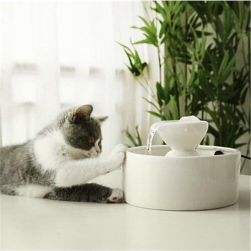 USB Electric Ceramic Drinking Fountain For Cats Dogs Drinking Bowl Automatic Cat Water Fountain Dispenser Pet Products Food Bowl
