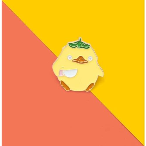 Spirited Enamel Pin Custom Cartoon Duck Brooches Bag Lapel Pin Movie Spring God Animal Badge Jewelry Gift for Kids Friends