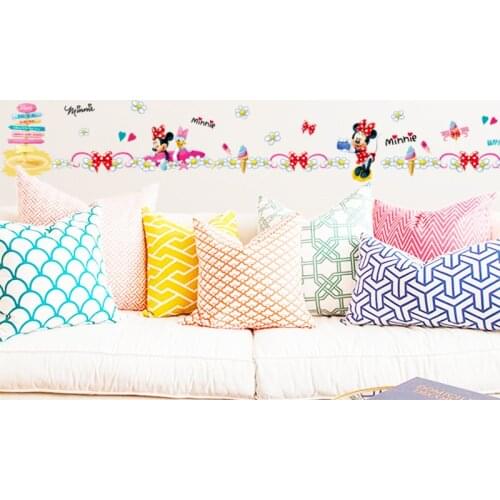 Carton Mickey Mouse Minnie Daisy Duck waist line paint wall sticker home decor Skirting Line Door Background Stair kid room