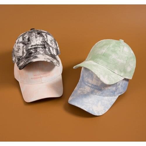 2020 Women Men Hat Curved Sun Visor Light Board Tie-dyed Baseball Cap Men Cap Outdoor Sun Hat Adjustable Sports Caps In Summer