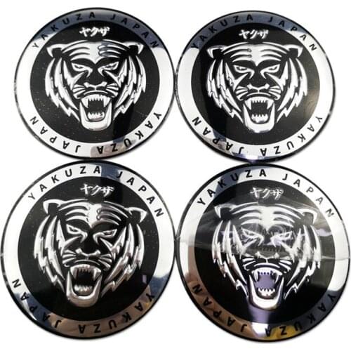 4PCS 6.5cm Emblem Sticker Car Styling Tiger Head JDM Car Wheel Center Hub Caps for Toyota Camry Mercedes Peugeot 206 Subaru Audi