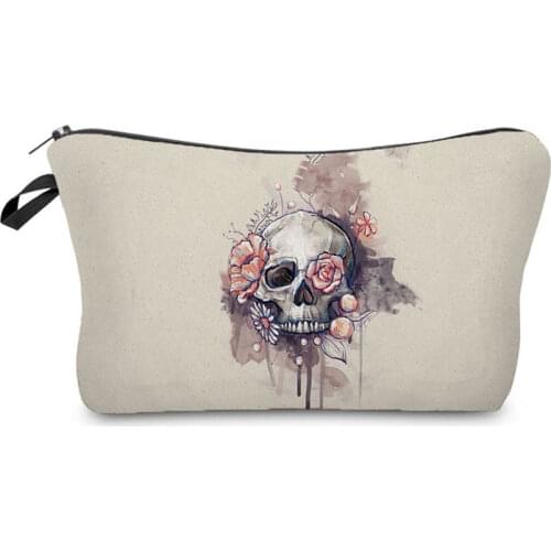 Skull Floral Printed Cosmetic Bags Cool Fashion Makeup Bag Hot Sale New Trend Small Toiletry Bag High Quality Portable Organizer