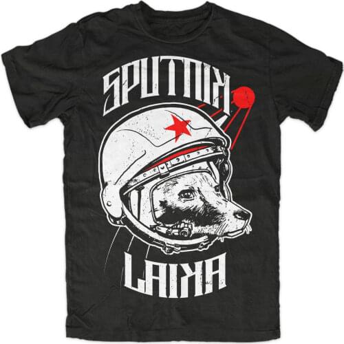 Roscosmos Russia USSR Space Sputnik Laika Astronaut T-Shirt. Summer Cotton Short Sleeve O-Neck Mens T Shirt New S-3XL