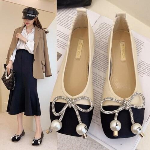 Summer new style wild fashion square head shallow mouth set foot bowknot ladies flat shoes comfortable