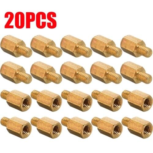 Mayitr 20Pcs M3 Brass Standoff Hexagonal Spacer 6+4mm O4L0 PC PCB Motherboard Single Head Screws For Mother Board Fasteners