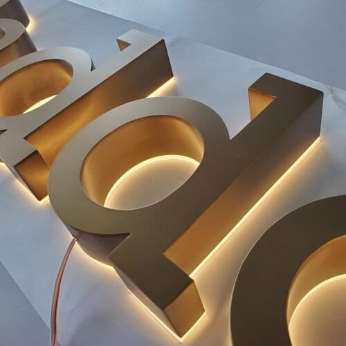 Facility retro 3D back illuminated metal letter number warm lighted hotel shopfront logo with PMMA