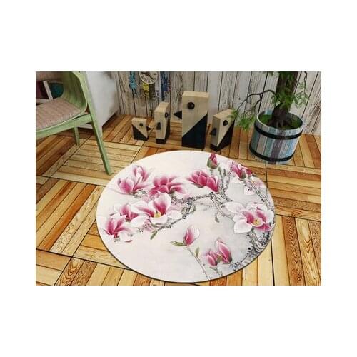 Fashion Flower Plants Flamingo Beautiful Printing Non-slip Round Rug Floor Mat Bedroom Living Room Home Decoration