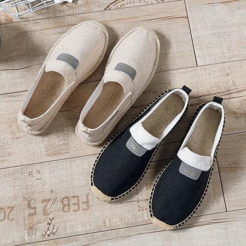 Mens Flat shoes Zapatos mujer Embroidery Casual Shoes For men Canvas Shoes Male Linen Espadrilles loafers Drving shoes LA-04