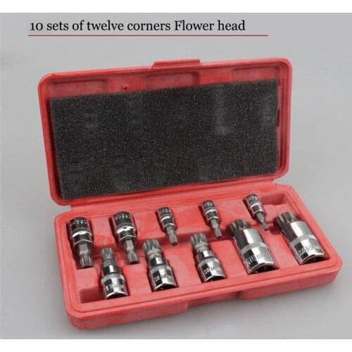 10 piece Set Middle Hole Inner Twelve-horn flower First Batch Selling Alloy Steel 12-point Batch Sleeve