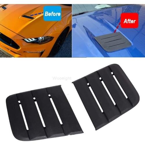 Wooeight 2Pcs Black Hood Vent Heat Extractors Air Intake Trim Sticker Cover 422083 fit for Ford Mustang ROUSH Version 2018 2019