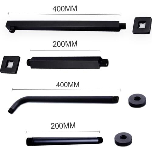 Matte Black Stainless Steel Wall Mounted or Ceiling Mount Bathroom Shower Arm Shower Head Rod Round and Square Shower Head Pipe