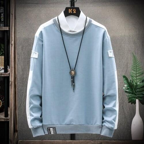2021 new spring and autumn round neck sweatshirt hip hop color matching side stripe o-neck shirt fashion clothing men skateboard