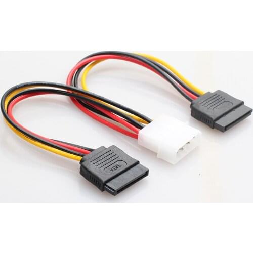 New 4 Pin IDE Molex to 2 of 15 Pin Serial ATA SATA HDD Power Adapter Cable New Y Splitter Dual Hard Drive Cable
