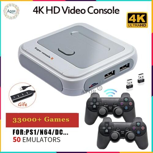 Portable Super Console X for PS1/PSP 33000+ Games HDMI Output Mini TV Retro Video Game Consoles Support Wifi/Wireless Controller