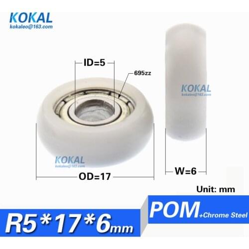 [R0517-6]Free Shipping 10PCS 695zz ball bearing inner 5mm round type small size ball bearing wheel pulley 5*17*6