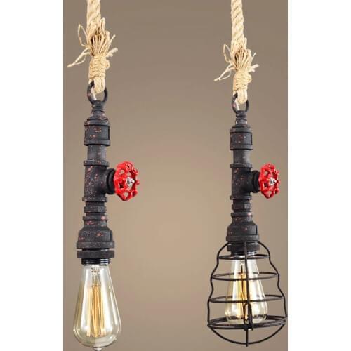 Retro loft pipe pendant lamp vintage rope light dining room restaurant aisle corridor pub study office bar cafe chandelier