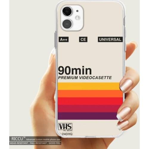 Retro VHS Video Tape Label Phone Case Transparent for iPhone 12 11 pro Mini XS MAX 6 7s 8 7 Plus X SE 2020 XR iPhone Covers