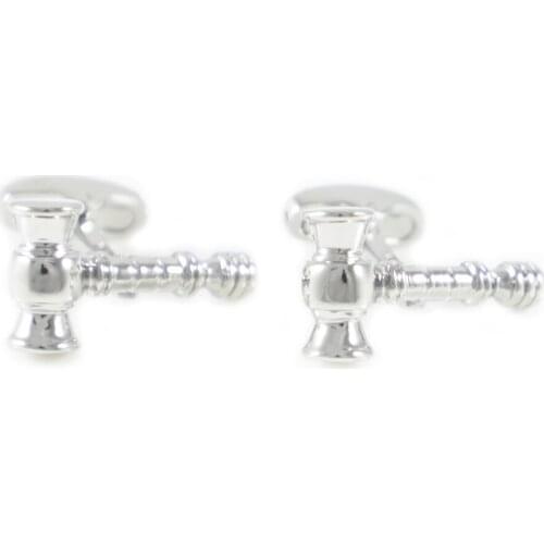 Silver Tone Judge Gavel Hammer Cuff Links Fathers Day Birthday Gift Cuff Links Wedding Cuff Links