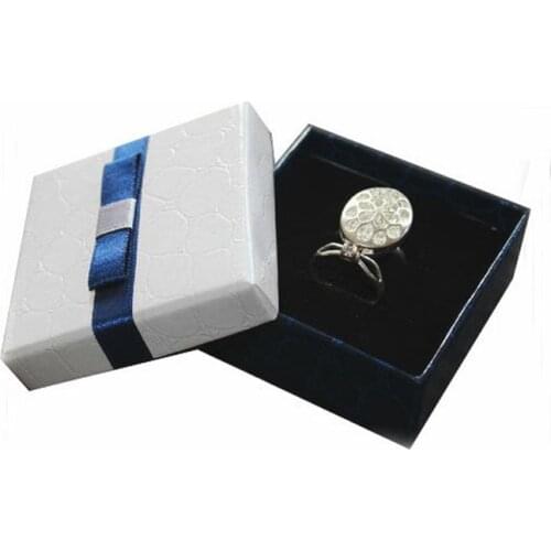 Blue Ring Box Pink Necklace Box with ribbon 100pcs/lot 6.3*6.3*2.3cm ring packaging box earring display case Jewelery Packaging