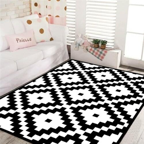 Nordic Geometric Area Rug Black White Kids Play Carpets Bedroom Kitchen Rug Doormat Home Decor Rug Carpet for Living Room