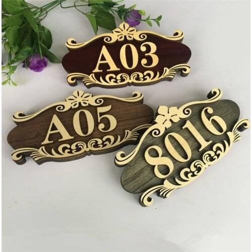Modern House Sign Numbers Outdoor Wood Door Signs Digit Address Number Plaque Chinese Retro Hotel Villa Apartment Customization