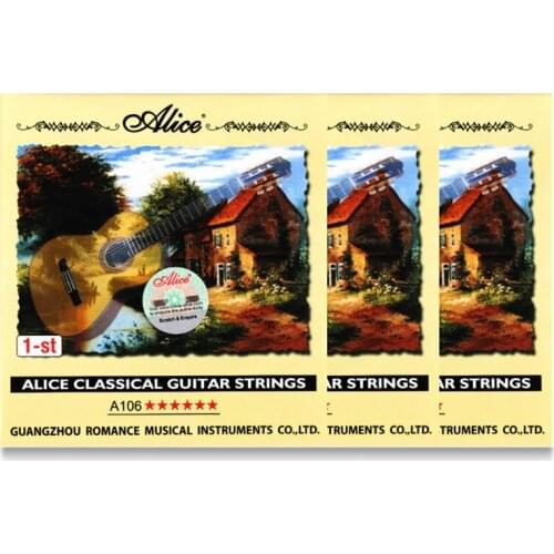 6pcs Alice Classical Guitar Strings Clear Nylon Strings with Silver Plated Copper Alloy Antirust Coating String Guitar Parts