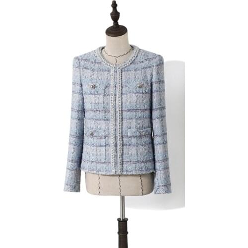 Celebrity high quality Women sweet tweed jackets 2020 fashion twist chains weave coats female autumn winter coat girls chic y603