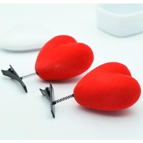 2pcs hair clip Childrens baby cute cute hair clips big red heart top clip spring clip small gift hair accessories