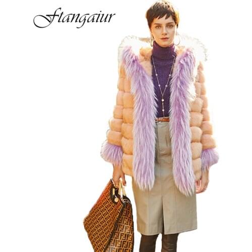 Ftangaiur 2019 Winter Women Russian Petal pink sable Mink Coat With Hood Custom-Made Womens luxury Medium Real sable Fur Coats
