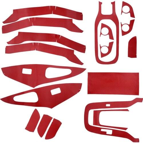 1Set LHD Red Carbon Fiber Interior Decoration Stickers Decals Kit Fit For Toyota Corolla 2019-2020