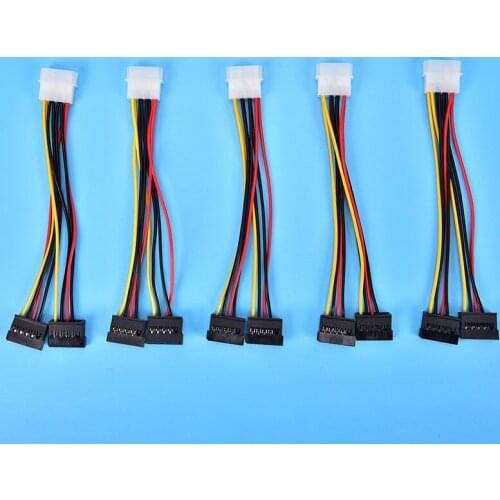 1pc 2 SATA Dual Power Y Splitter Adapter 4 Pin to Double 15 Pin SATA Power Cable Approx. 22cm