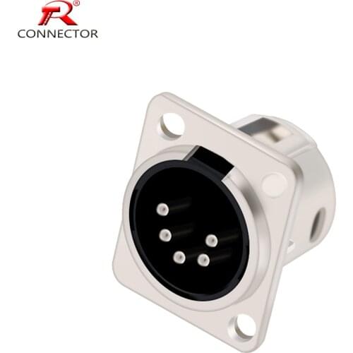 1PC 5 PINS XLR Chassis Connector for Microphone/MIC/Audio/Video,Male XLR Chassis Connector Panel Mount, Zinc Alloy+Pure Copper