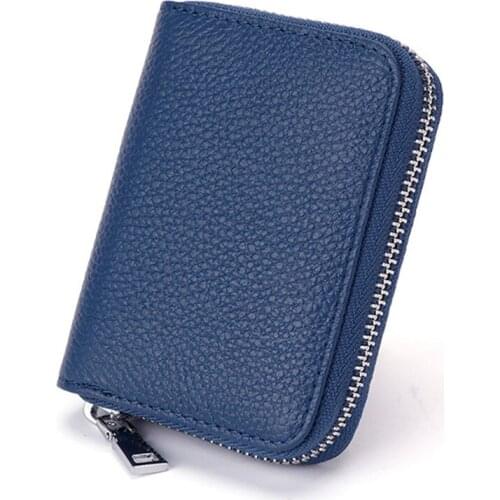 1 Pc Pocket Unisex Card Case Business Card Holder Genuine Leather Credit Card Holder Women Zipper