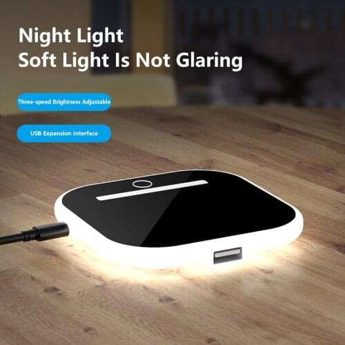 10W LED Night Light Wireless Charger Fast Chargeing Pad with USB Interface and Desktop Stand for Qi-Enabled Device