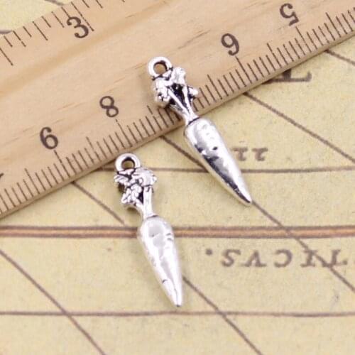 20pcs Charms Carrot Rabbit 25x6mm Tibetan Silver Pendants Crafts Making Findings Handmade Antique Jewelry DIY For Necklace