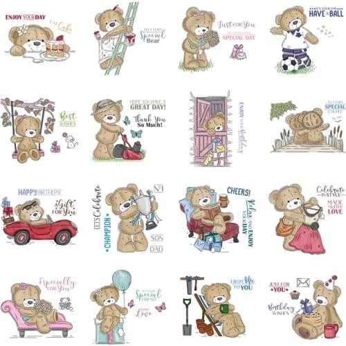 3*4 inch Clear Silicone Stamps Happy Teddy Bear Recreation Series Doing Chores Talking With Friends DIY Scrapbooking 2020 #14
