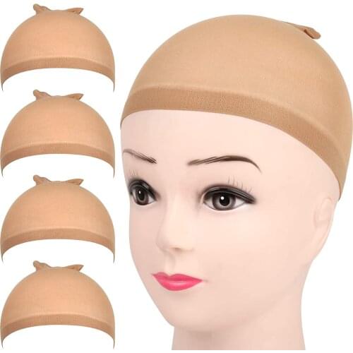 4PCS Brown Wig Cap For Women Stretchy Nylon Wig Girl Caps For Lace Front Wig Soft Silk Wig Cap For Women