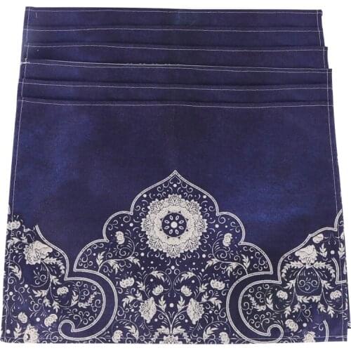 6 Pcs Blue Pattern Placemat Coasters Cup Dish Glass Table Mat Insulation Pad Kitchen Accessories Decoration