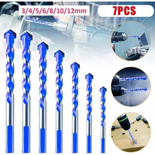 7 Pcs 3-12mm Drill Bits Multifunctional Drill Ceramic Glass Punching Hole Working Set For Wood Metal Drilling Cutting