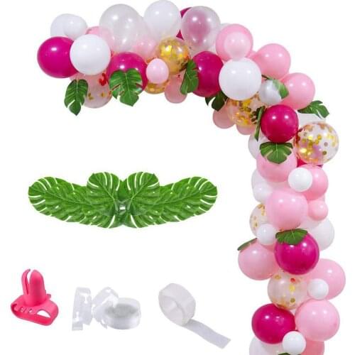 85Pcs/set Flamingo Balloons Garlannd White Pink Gold Confetti Hawaii Balloons Arch for Baby Shower Girls Birthday Party Decorati