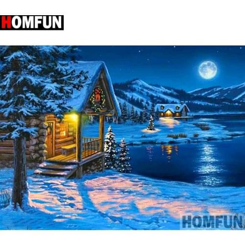 HOMFUN Full Square/Round Drill 5D DIY Diamond Painting "Snow scene" Embroidery Cross Stitch 5D Home Decor Gift A14060