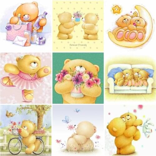 AZQSD 5D Diamond Painting Bear Decorations For Home Diamond Mosaic Cartoon Animals Full Drill Square/round Wall Decoration