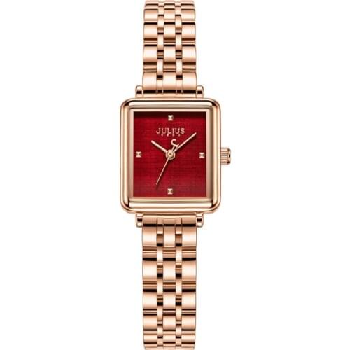 Small Square Stainless Steel Julius Lady Womens Watch Japan Mov't Elegant Fashion Hours Clock Bracelet Girls Birthday Gift Box