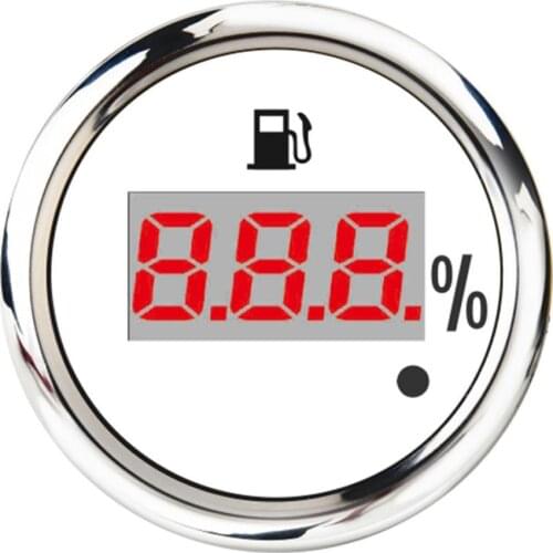 MagiDeal Waterproof Digital Fuel Level Gauge Meter for Marine Yacht (White)